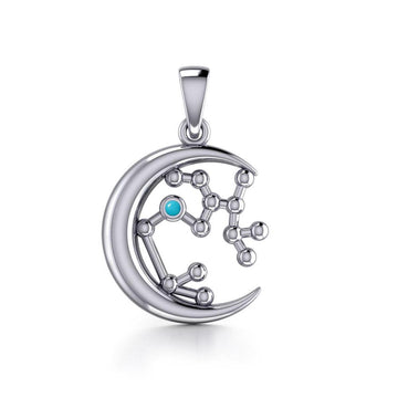 Crescent Moon and Sagittarius Astrology Constellation Silver Pendant TPD5774 - Jewelry